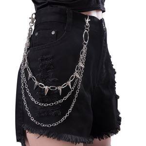 Yueli Hip Hop Punk Metal Spike White Waist <b>Chain</b> Multi Layered Zinc Alloy for <b>Jeans</b> Party Outfit in Stock - Product Image 1