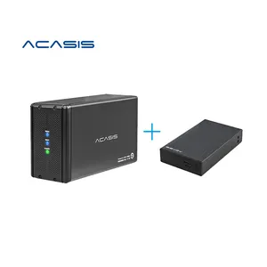 Acasis HDD Case 2.5/3.5 inci SATA ke USB 3.0 Hard Drive Case Disk Array kotak Dual-bay aluminium Stock 3.5 Inch 196*125*75mm