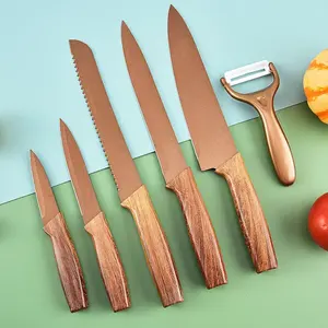 Wholesale Light Luxury Wooden Handle Six Piece Knife Set, Kitchen Household Stainless Steel Kitchen Knife, Fruit Knife Set