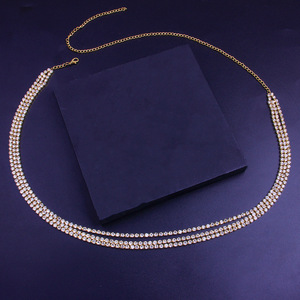 Chaîne de Taille Corporelle Sexy en Cristal pour Femme, Bijou Triple Rangée de Strass, Style Danse du Ventre, Inspiration Plage pour Jeans Tendance - Product Image 4