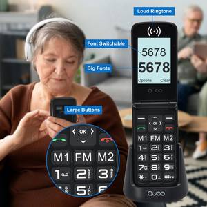 هاتف قلاب <span class=keywords><strong>4G</strong></span> لكبار السن بشاشة مزدوجة وشريحتين وبطارية 5C-1000mAh موديل X-247 BK - Product Image 4