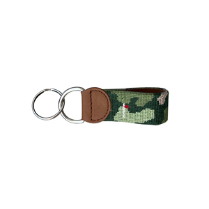 Porte-clés en cuir véritable Golf Elements University, design personnalisé Campus Green Needlepoint, mode - Product Image 1