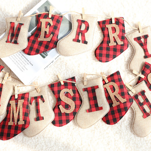 Guirnaldas Navideñas de Lino de Alta Calidad, Estilo Vintage, Decoración Atmosférica para Árboles de Navidad, Calcetines Navideños - Product Image 3
