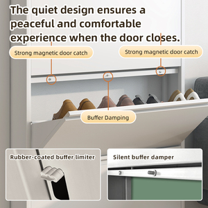 Mueble Zapatero Minimalista de Acero SPCC con Puertas Abatibles, Ahorra Espacio, Estrecho, de Pared, Fácil de Montar, Bajo Perfil - Product Image 3