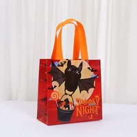 Sacs promotionnels économiques en non-tissé, vente en gros, sacs de courses laminés réutilisables avec logo personnalisé, motif dessin animé Halloween