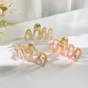 Mới Hàn Quốc Thời Trang Phụ Kiện Tóc Lớn Axit axetic Kim Loại Tóc Claw Sóng Phụ Nữ Nâng Cao Tóc Clip Móng Vuốt