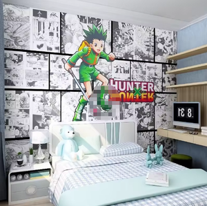 Papel tapiz de Anime japonés, decoración de pared del dormitorio para niños, papel tapiz de cómic en blanco y negro de Hunter Boy - Product Image 3
