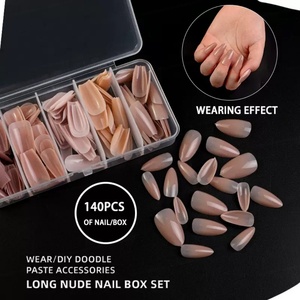 Faux ongles réutilisables en amande, en boîte, 5 couleurs, stiletto, couvrance totale, nude, ongles artificiels souples, capsules d'ongles en gel - Product Image 5