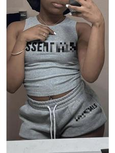 C2024 Summer Fashionable Letter Printed <strong>Shorts</strong> Hot Sports Leisure Set Casual Style <strong>Knee</strong> <strong>Length</strong> Featuring Stylish Pattern - Product Image 2
