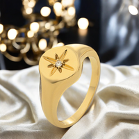 Großhandel minimalistische defektfreie klobige eingravierte Ringe Silber 925 runder Siegelring Damen Goldschmuckring