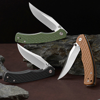 Couteau pliant en acier D2 avec manche en G10, lame finition satinée, couteau utilitaire portable EDC pour le camping et la randonnée