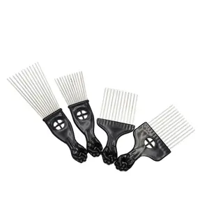 Professional Salon Use Black Metal African Hair Comb For Hairdressing