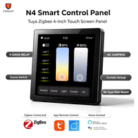 Panel de Control Táctil Inteligente Tuya Zigbee de 4 Pulgadas, Interruptor de Pared con 4 Canales, Relé para Cortinas, Luz AC, Escenas, Interruptor 4 en 1 con Pantalla y Regulador de Intensidad