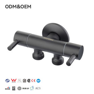 블랙 1입구-2출구 앵글 밸브 듀얼 핸들 크롬 마감 정제된 황동 구조 물 사용 제어 스톱 밸브 세탁기 연결 가능 - Product Image 1