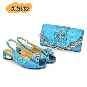 Ensemble chaussures et sac italien pour soirée, ensemble chaussures et sac assorti pour <span class=keywords><strong>femme</strong></span>, décoré de strass, chaussures de créateur, sac à chaîne, <span class=keywords><strong>luxe</strong></span> - Product Image 2