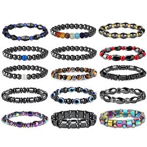 Semi-Precious Gemstones Round Beads Energy Power Crystal Reiki Healing Elastic Stretch Bracelet for Women Men Gifts