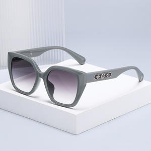 Lunettes de soleil œil de chat tendance pour femmes, monture PC, protection UV400, verres dégradés gris, style haut de gamme - Product Image 1