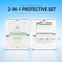 Kit de protection d'écran 2-en-1 pour iPhone Duo EPU 0,1 mm, hydrogel auto-réparateur, verre AF 2X renforcé, test de pliage 100K