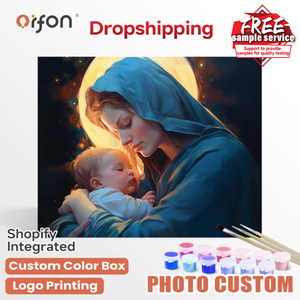 Kit de <span class=keywords><strong>peinture</strong></span> par numéros ORFON pour débutants en dropshipping, <span class=keywords><strong>peinture</strong></span> acrylique en gros, <span class=keywords><strong>art</strong></span> de l'amour maternel occidental - Product Image 1