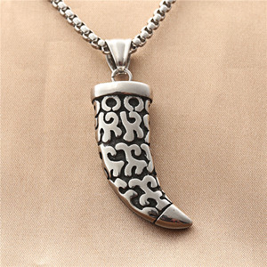 yunnique Stainless Steel Tiger Fang Pendant Men's Retro Geometric Necklace Animal Shape Fashion Jewelry 190202 - Product Image 1