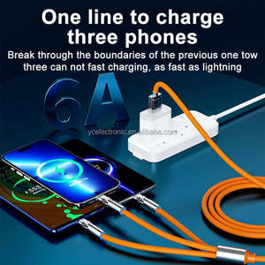 Cable de Carga Rápida 3 en 1 de 60W, Silicona Líquida, Múltiples Puertos USB, Aleación de Zinc Reforzada, Conector SR Universal para Móviles - Product Image 5