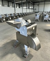 Commerciële roestvrijstalen elektrische groentesnijmachine voor het verwerken van wortelgroenten zoals ui, aardappel en wortel.