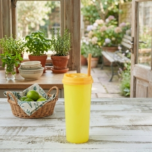 Airtight PP Plastic <b>Cup</b> with Lid <b>Reusable</b> Desktop Coffee Mug Spill Resistant Office Gym Sports Beverage Tumbler - Product Image 1