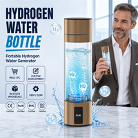 Bouteille d'eau produisant de l'hydrogène en 5/10 minutes, générateur d'eau hydrogénée portable, bouteille d'eau hydrogénée 4500ppb avec inhalateur