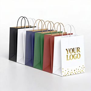 Wholesale Custom Brown <b>White</b> Kraft <b>Paper</b> <b>Bags</b> Durable Take Away Shopping <b>Bags</b> with Your Own Logo Classic Style for Promotions - Product Image 1