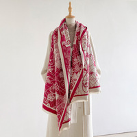 Nouveaux foulards jacquard à motifs floraux, chauds et épais pour l'hiver, 185*65CM, sensation cachemire, châles pashmina double face pour femmes