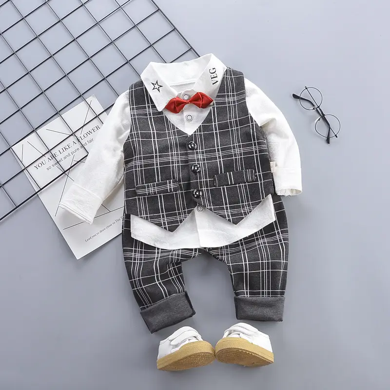 Meninos terno de inverno Ano Novo vestido de colete camisa calças terno três-piece vestido desempenho roupas infantis