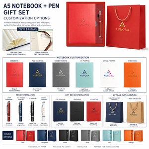 Set Regalo Taccuino A5 con Copertina in PU, 200 Pagine, Penna in Metallo, Confezione Regalo, 6 Colori, Logo Personalizzato, OEM per Aziende - Product Image 4