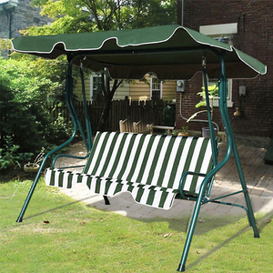Fauteuil à bascule 3 places en acier et tissu de coton pour extérieur, balançoire suspendue portable pour jardin et terrasse - Product Image 2