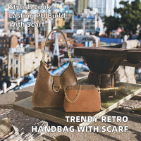 Sac Hobo Vintage Femme Personnalisé avec Logo, Ensemble Sac Fourre-tout Grande Taille en PU Huilé et Petit Sac à Chaîne
