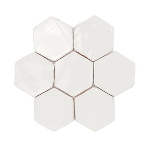 Piastrella Esagonale Vitri Bianco Etna 11 X 12.5 Cm Smaltata con Bordi Irregolari per Pareti e Pavimenti - Product Image 1