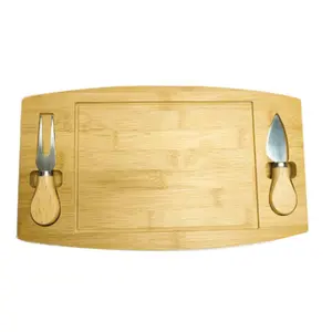 竹制餐具奶酪切菜板餐具套装，带石板奶酪板托盘板，带餐盘和工具架