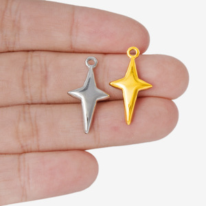 Colgante de Estrella de Cuatro Puntas Chapado en Oro de 18K de Acero Inoxidable 304, Abalorio para Collar DIY, Componente de Joyería - Product Image 2