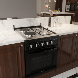 Cuisinière à gaz/électrique 4 brûleurs de 500 mm de large avec <span class=keywords><strong>four</strong></span> intégré, prête pour les VR, classe A, écoénergétique, en acier inoxydable, pour usage domestique et professionnel (restaurants) - Product Image 2