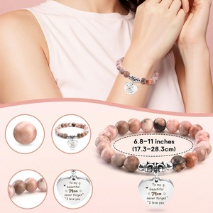 8mm Rose Zèbre Bracelet Fête Des Mères Cadeau Pendentif Yoga Équilibrage <span class=keywords><strong>Reiki</strong></span> Stretch Cristal Bracelets Pierre Naturelle Perlé Bracelet - Product Image 2