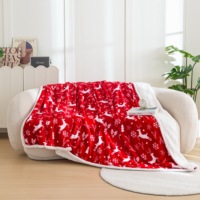 Couverture de Noël Sherpa en flanelle douce et chaude à double couche avec motif d'arbres de cerf de Noël pour le lit et le canapé Cadeaux pour tout le monde