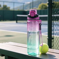 Bouteille d'eau en plastique dégradé de 800 ml, sans BPA, anti-fuite, portable, réutilisable, pour le sport et l'usage quotidien