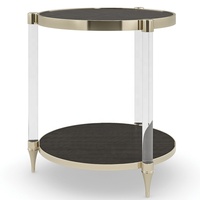 Table console ronde moderne - Table d'appoint en verre transparent pour canapé, meuble léger pour salon