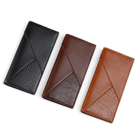 Dompet Pria TAOMICMIC Panjang dengan Nuansa Mewah, Ultra Tipis Bermotif Kulit Buaya, Kancing Tekan, Multi-Kompartemen untuk Koin