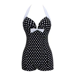 Nouveauté Maillot de bain une pièce personnalisé à pois pour femme avec soutien-gorge push-up et short bikini en Spandex/Nylon délavé - Product Image 3
