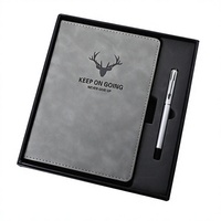 Carnet en cuir transfrontalier en stock, format A5 épaissi, motif tête de cerf, coffret cadeau ; Coffret cadeau de papeterie et journal intime