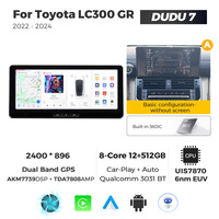 Radio con Pantalla Android MEKEDE DUDU7 para Auto, Navegación GPS, Multimedia para Auto, Car-play, para Toyota LC300 GR 2022-2025 de 12.3 Pulgadas