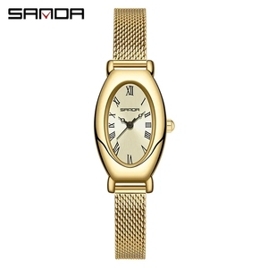 Montre ovale de luxe Sanda 1123 pour femme, montre à quartz en cuir de haute qualité, étanche à 30 m, montres simples pour filles - Product Image 5