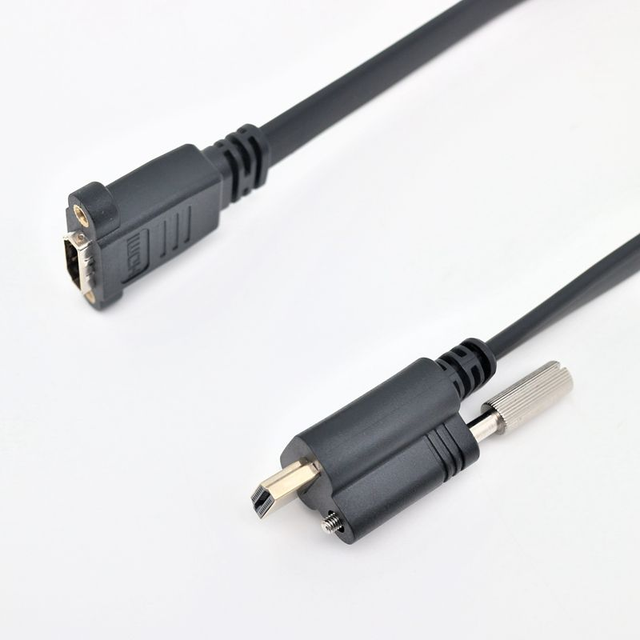 Screw Locking Premium High Speed HDMI 2.0 Cable with Ethernet Male to Female Support 4k 60hz Flat Patch hdmi Locking Cable