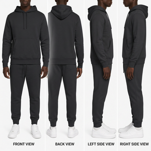 Sudadera con capucha negra de alta calidad, 100% algodón, forro polar cálido para invierno. - Product Image 3
