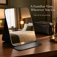 Miroir de maquillage pliable portable avec support de protection, miroir de vanité rectangulaire de table pour voyage